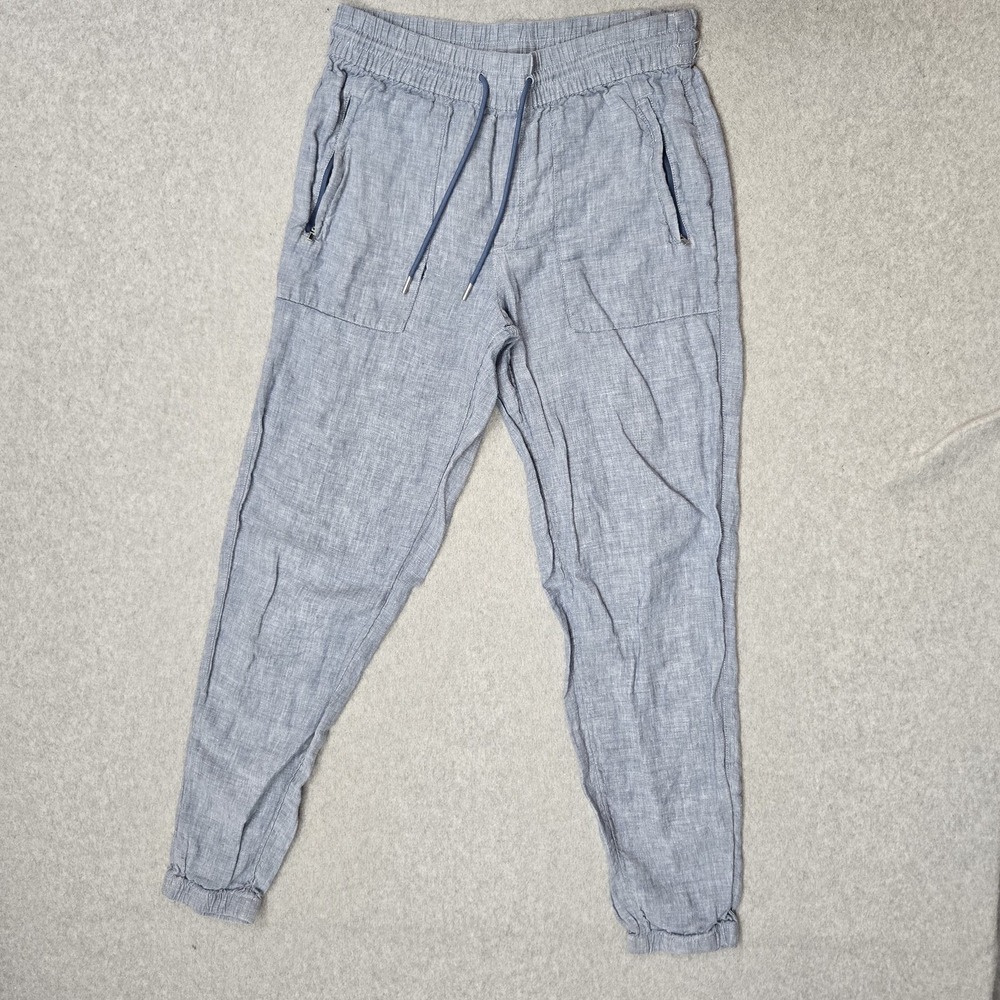 Athleta Women Pants 6T Light Blue Linen Jogger Coastal Beach 29" Inseam